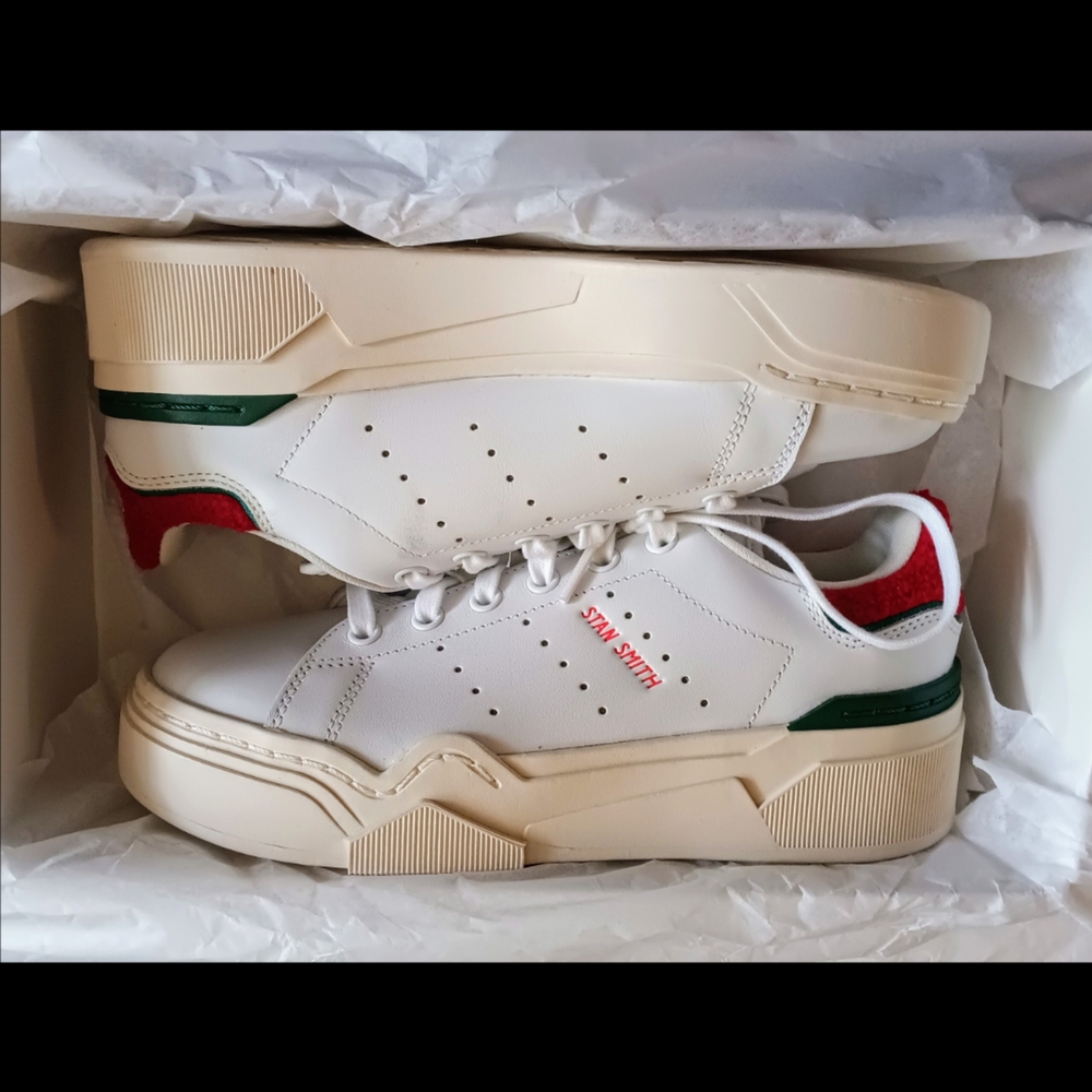 Adidas Stan Smith White Sneakers with Red Accents